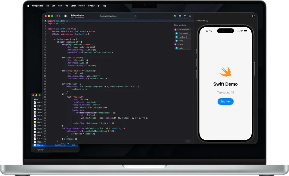 iOS Simulator running from Notepad.exe